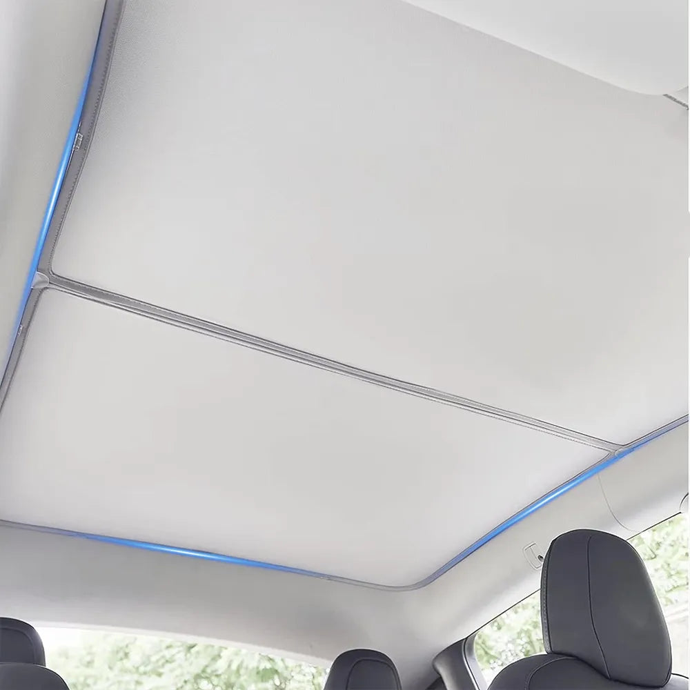 Tesla Model Y Retractable Sunshade Glass Roof Sunshade with Roll Fabric  Style|EVBASE