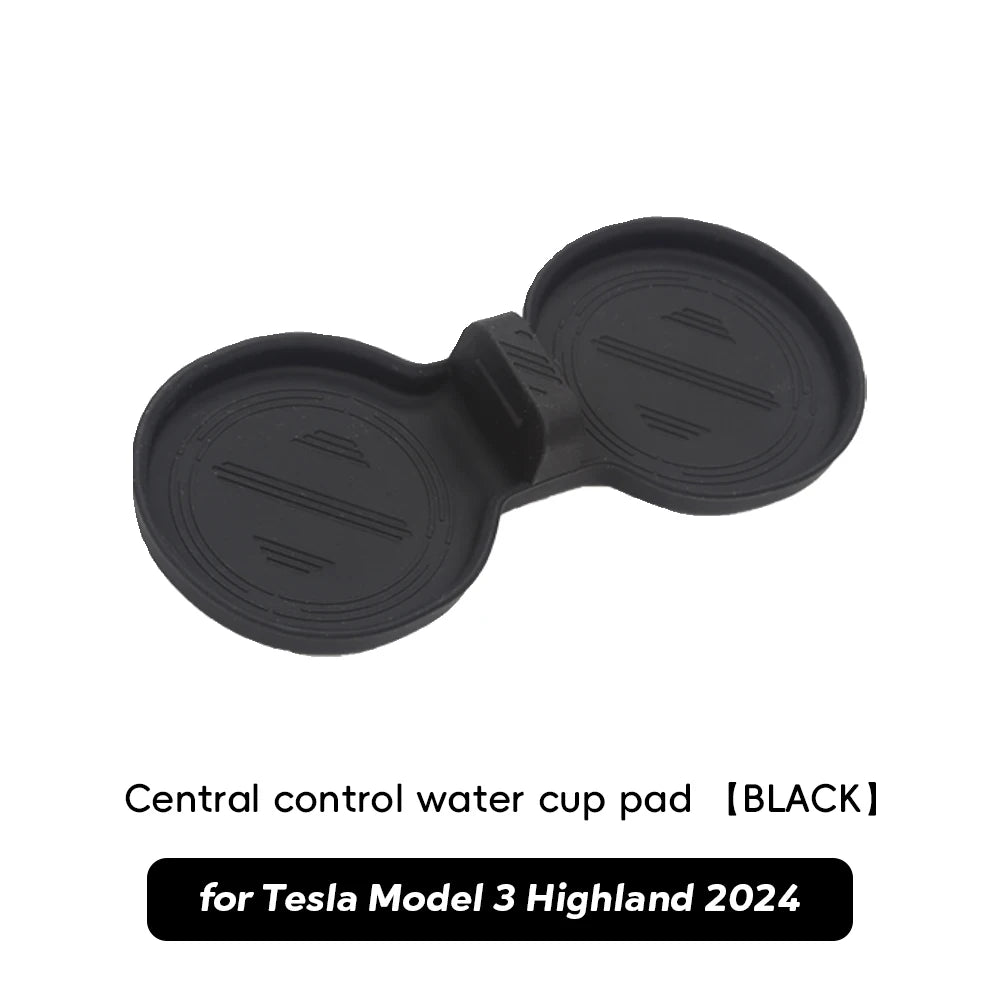 For 2024 Tesla Model 3 highland Water Cup Mat Coasters Slots Non-Slip Mat Waterproof Drink Pad Car Silicone Interior Accessories - Teswing