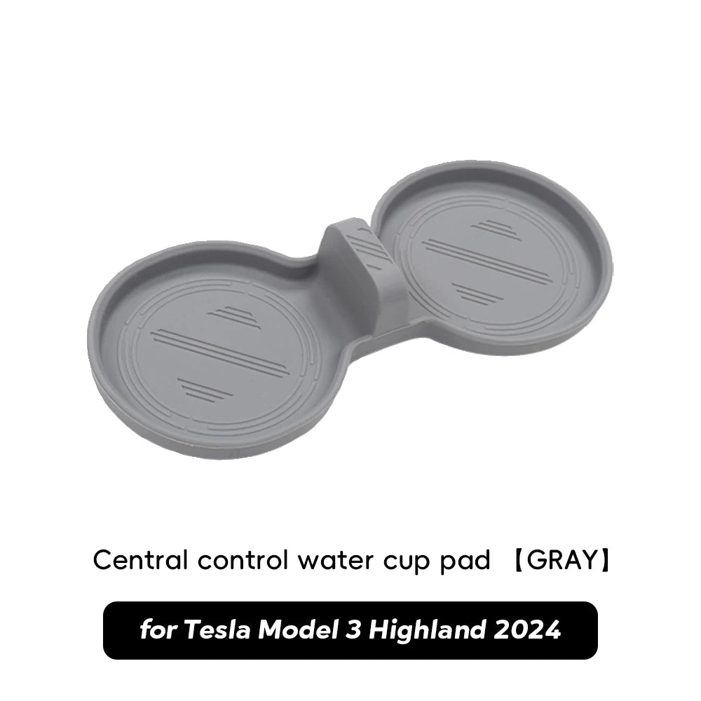 For 2024 Tesla Model 3 highland Water Cup Mat Coasters Slots Non-Slip Mat Waterproof Drink Pad Car Silicone Interior Accessories - Teswing