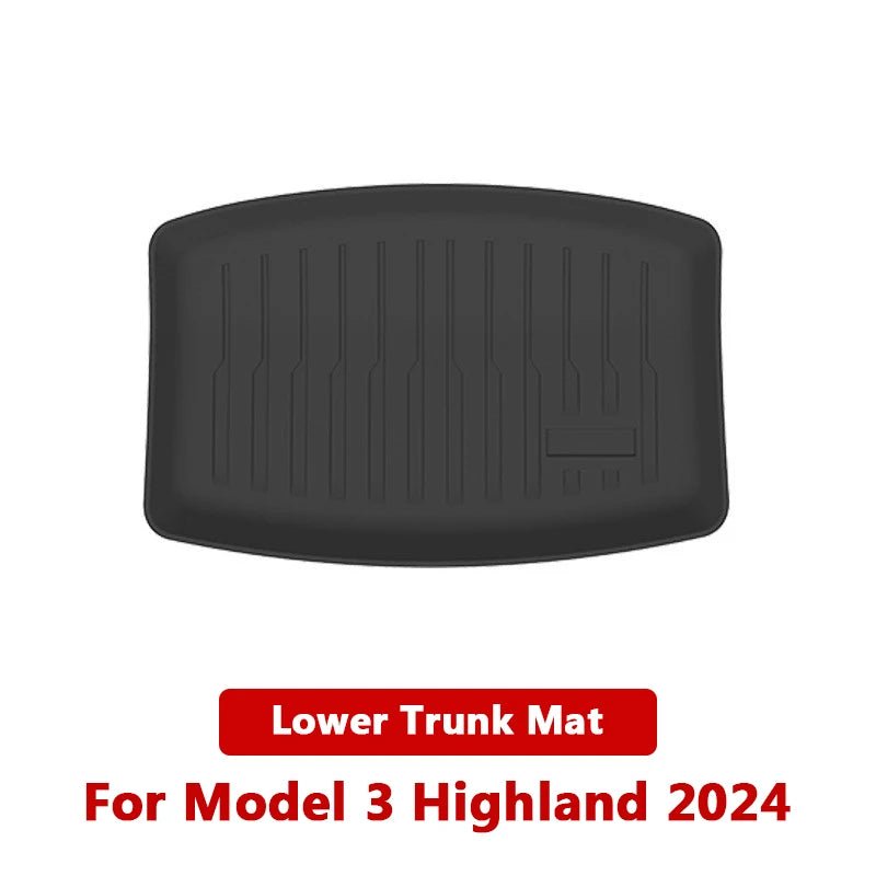 For Tesla Model 3 Highland 2024 Front and Back Trunk Mat TPE Carpet Waterproof Weather-resistant Pads Up and Down Layer Mats - Teswing
