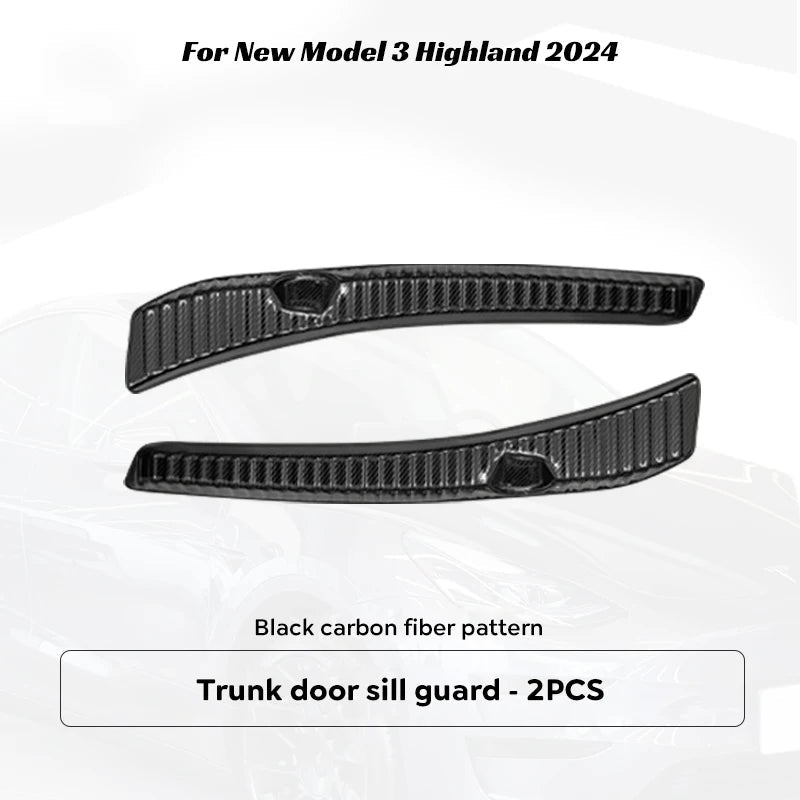 For Tesla New Model 3 Highland 2024 Stainless Steel Metal Threshold and Trunk Protection Strip Carbon Fiber Pattern Inner&Outer - Teswing