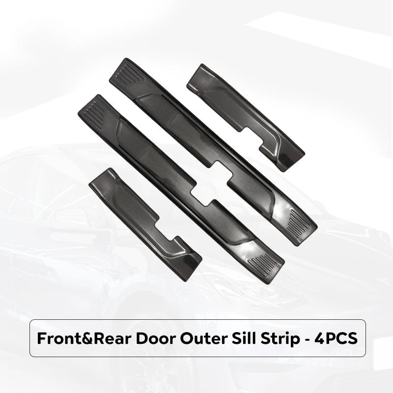 For Tesla New Model 3 Highland 2024 Stainless Steel Metal Threshold and Trunk Protection Strip Carbon Fiber Pattern Inner&Outer - Teswing