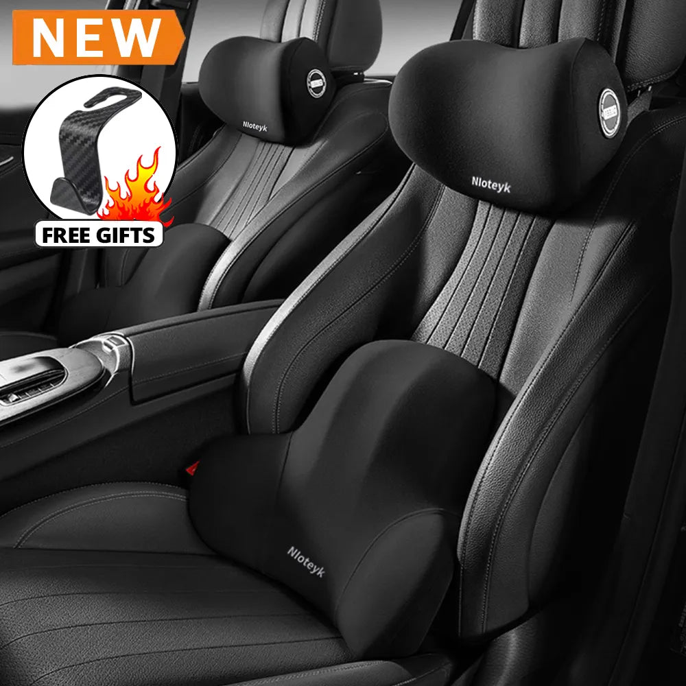 Memory Foam Car Neck Pillow Protective Lumbar Back Support Breathable Car Headrest Cushion Relieve Stress Car Seat Pillow - Teswing