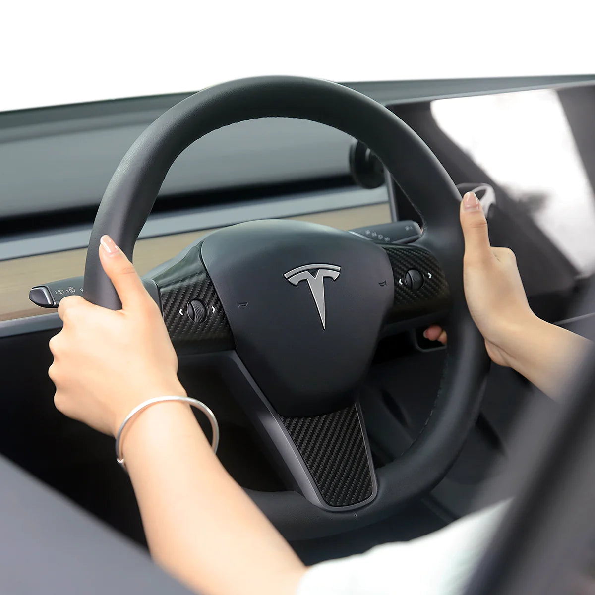 Tesla Carbon Fiber Steering Wheel Wrap Kit for Model 3/Y