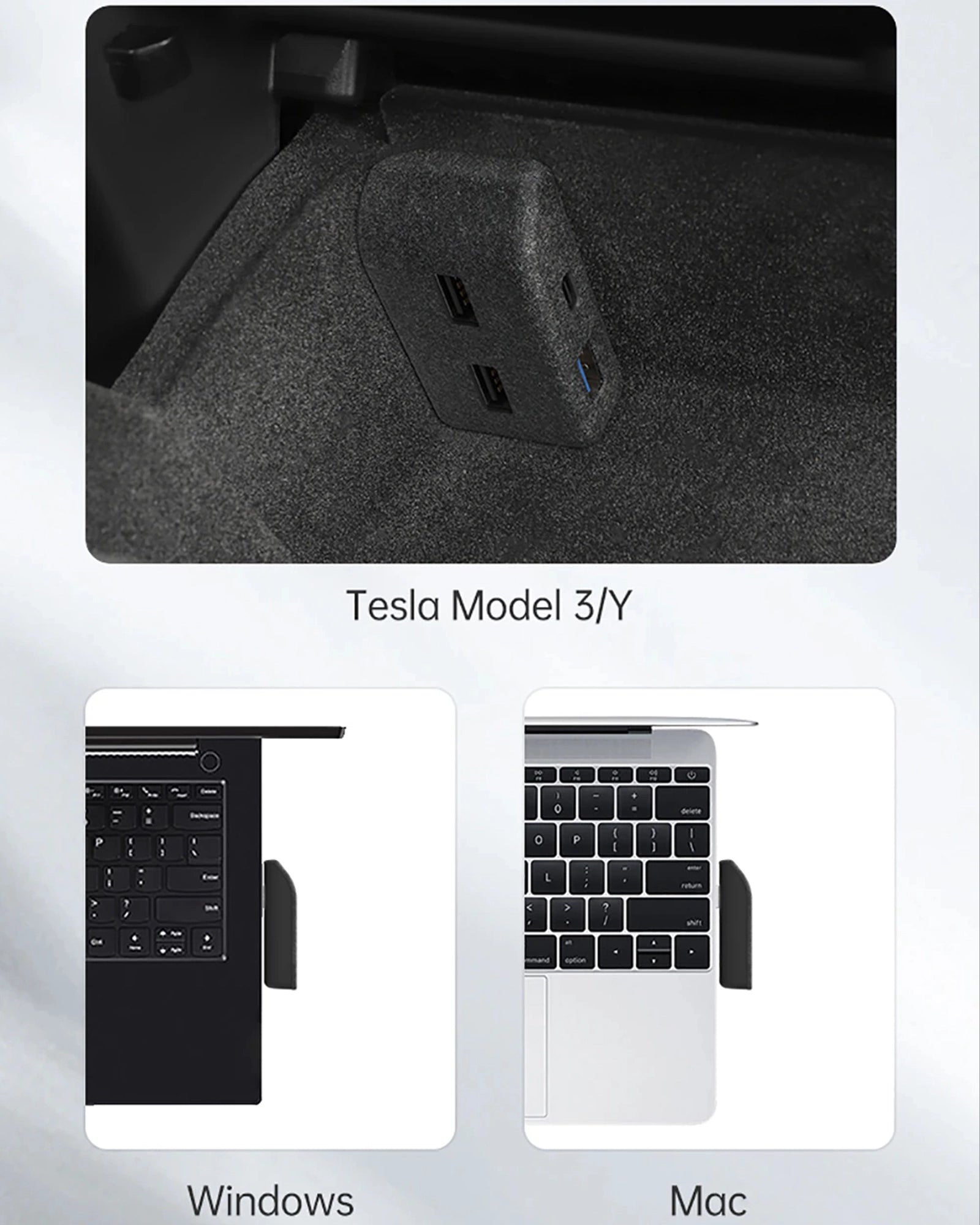 Teswing Tesla Model 3/Y Velvet Glove Box Expansion Dock