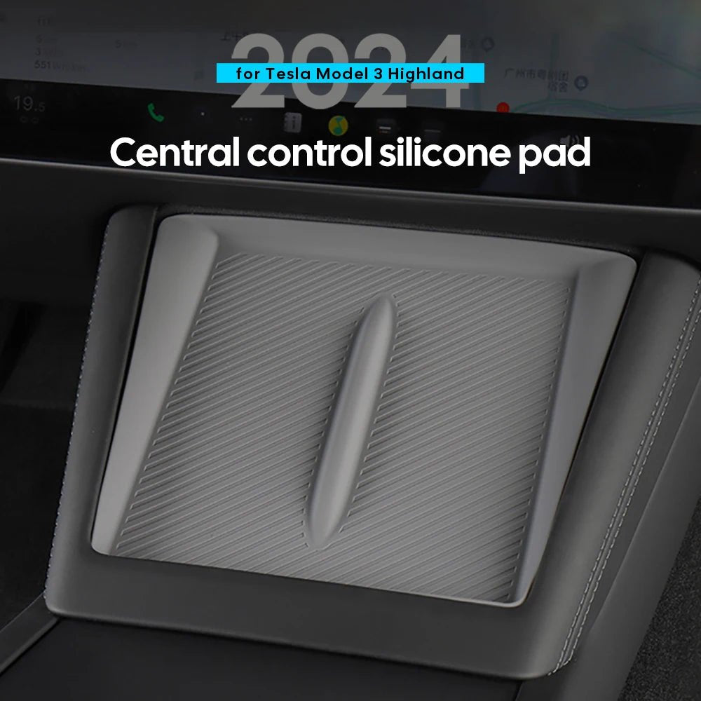 For TESLA Model 3 2023 2024 Highland Wireless Charging Silicone Pad Model3+ Center Control Storage Box Armrest Box Bottom Mat - Teswing